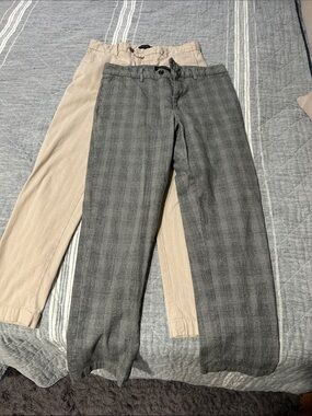 Banana Republic Men's Gray Plaid Chinos and Cream Stripe Chinos